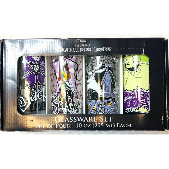 Disney Tim Burtons Nightmare Before Christmas Glassware Set Of Four 10 Oz (295 M - Picture 1 of 2